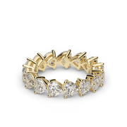 4.5 Carat Yellow Gold Heart Shape Diamond Eternity Ring/Band With Prong Setting.